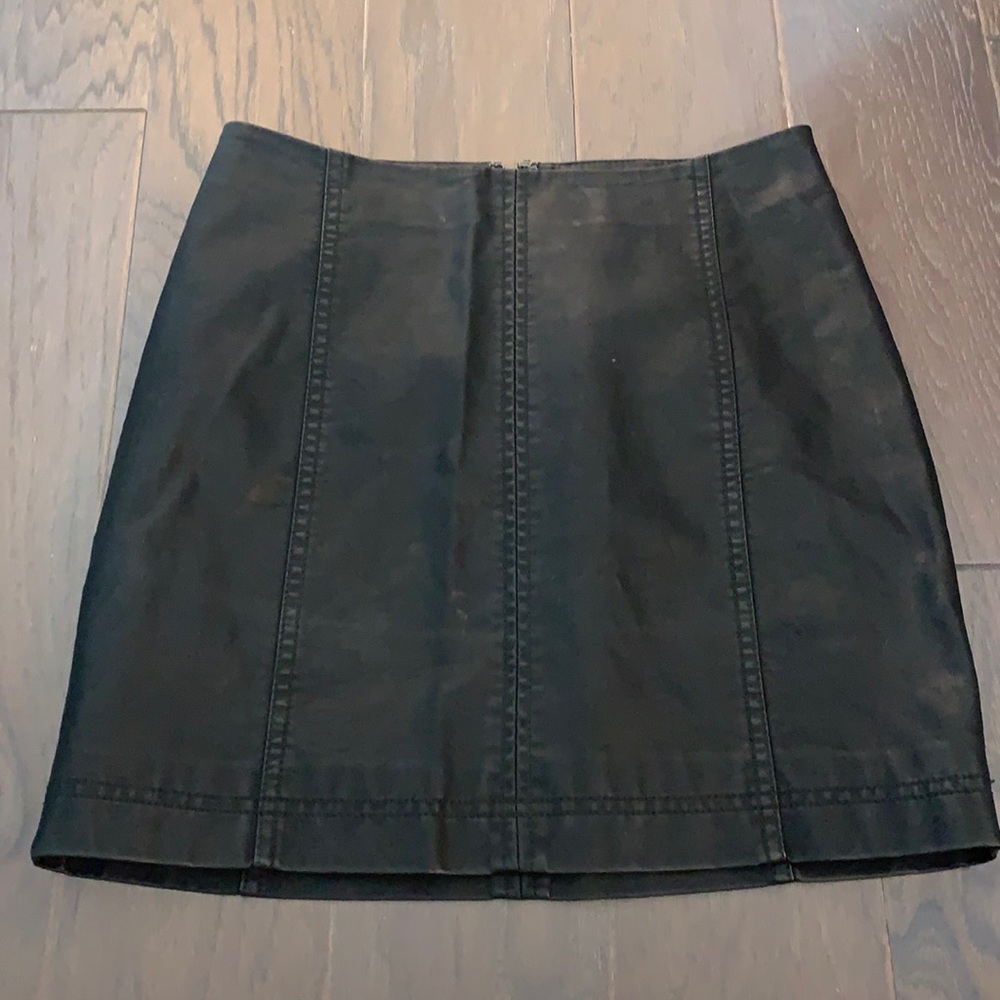 Free People Black Vegan Leather Skirt